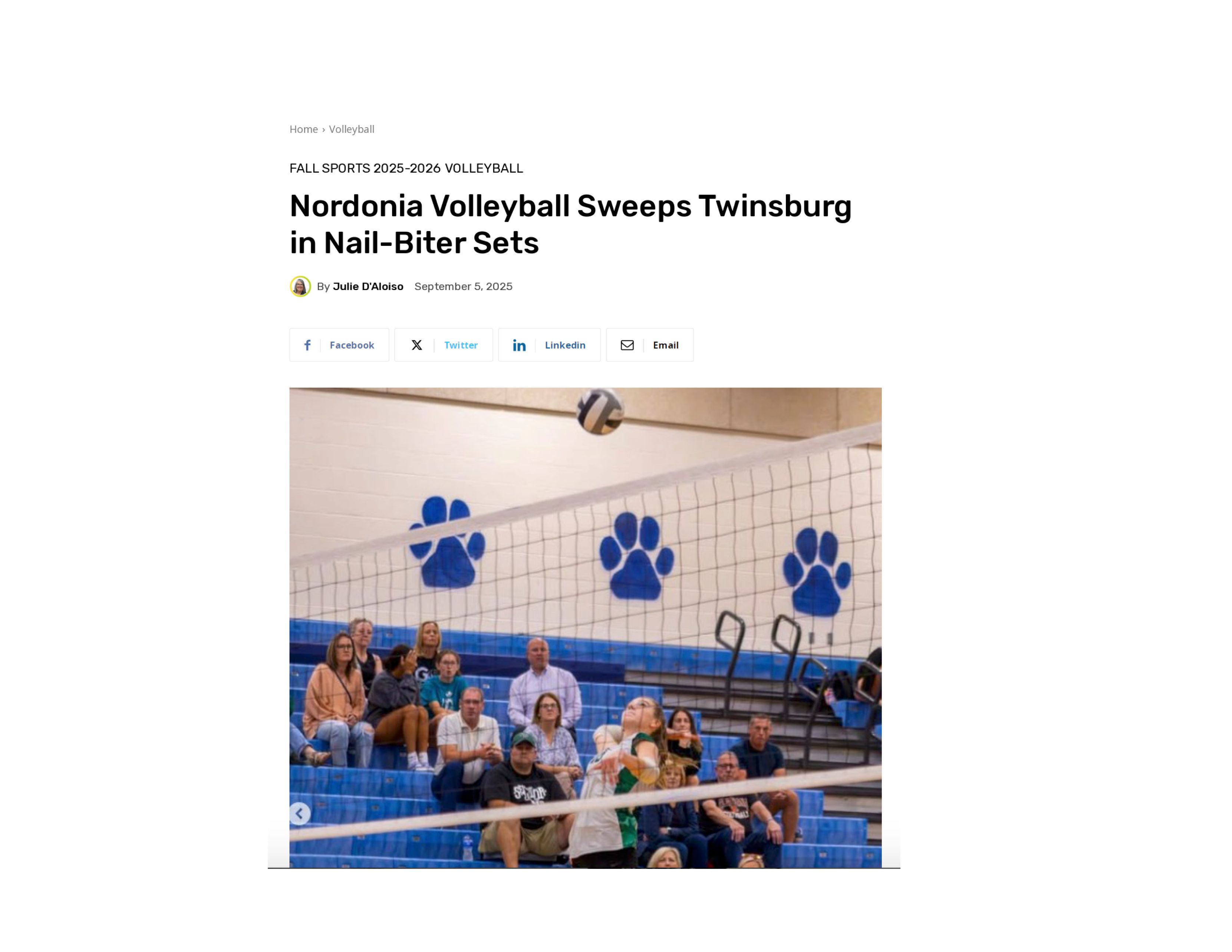 2025 09 05 Nordoniahills News Volleyball Article Photo